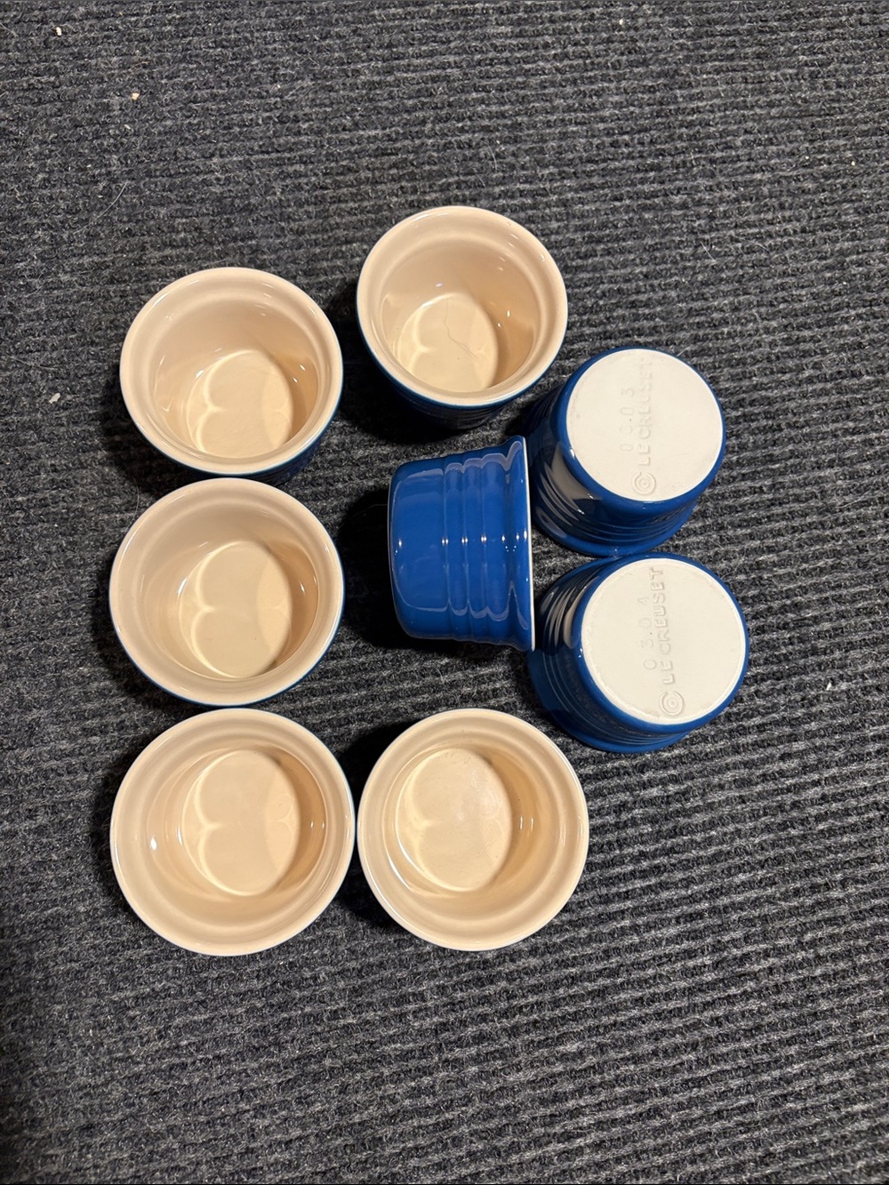 Le Creuset Blue Ramekin Set with Cream Interiors - 8 pcs
